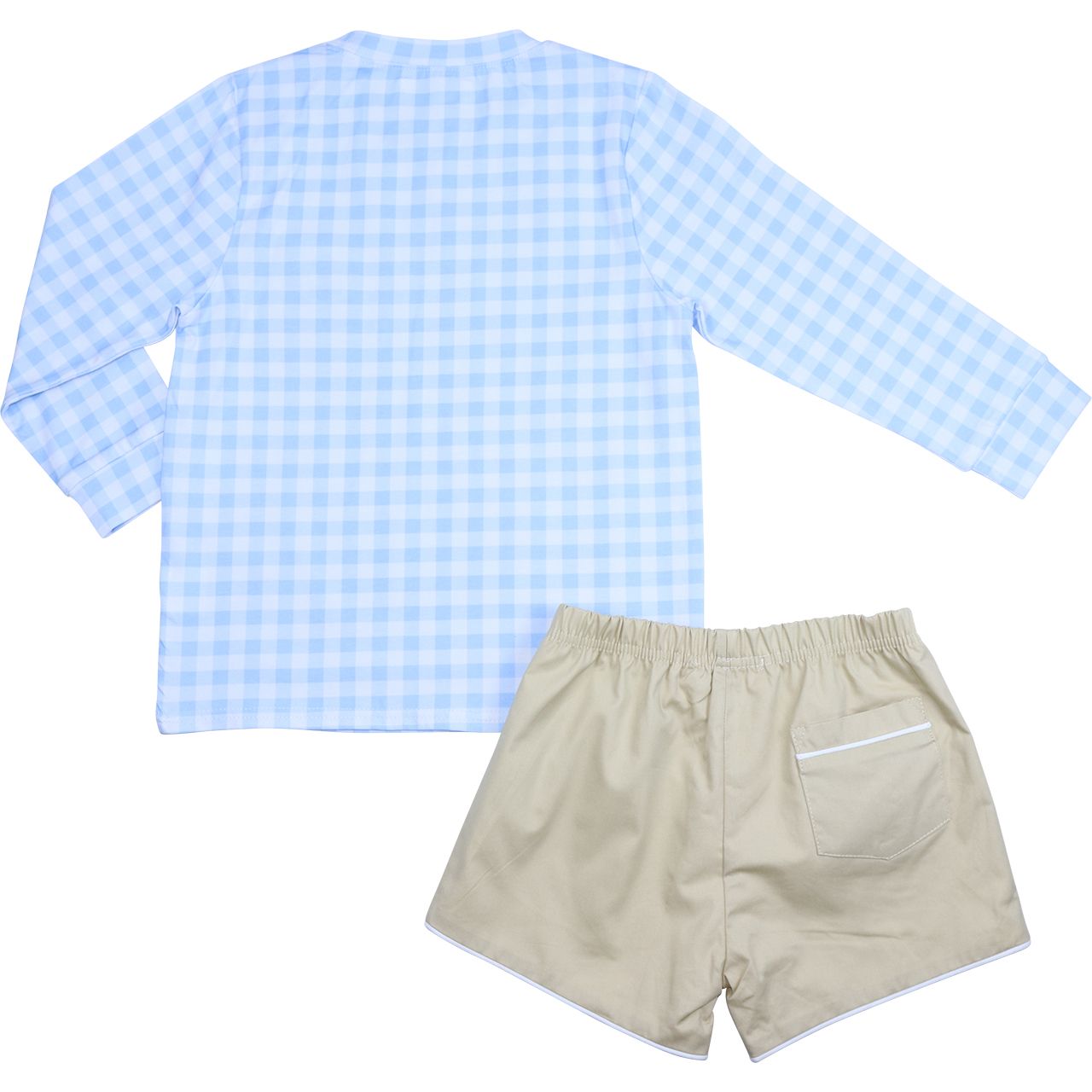 Blue Check Applique Pumpkin Short Set