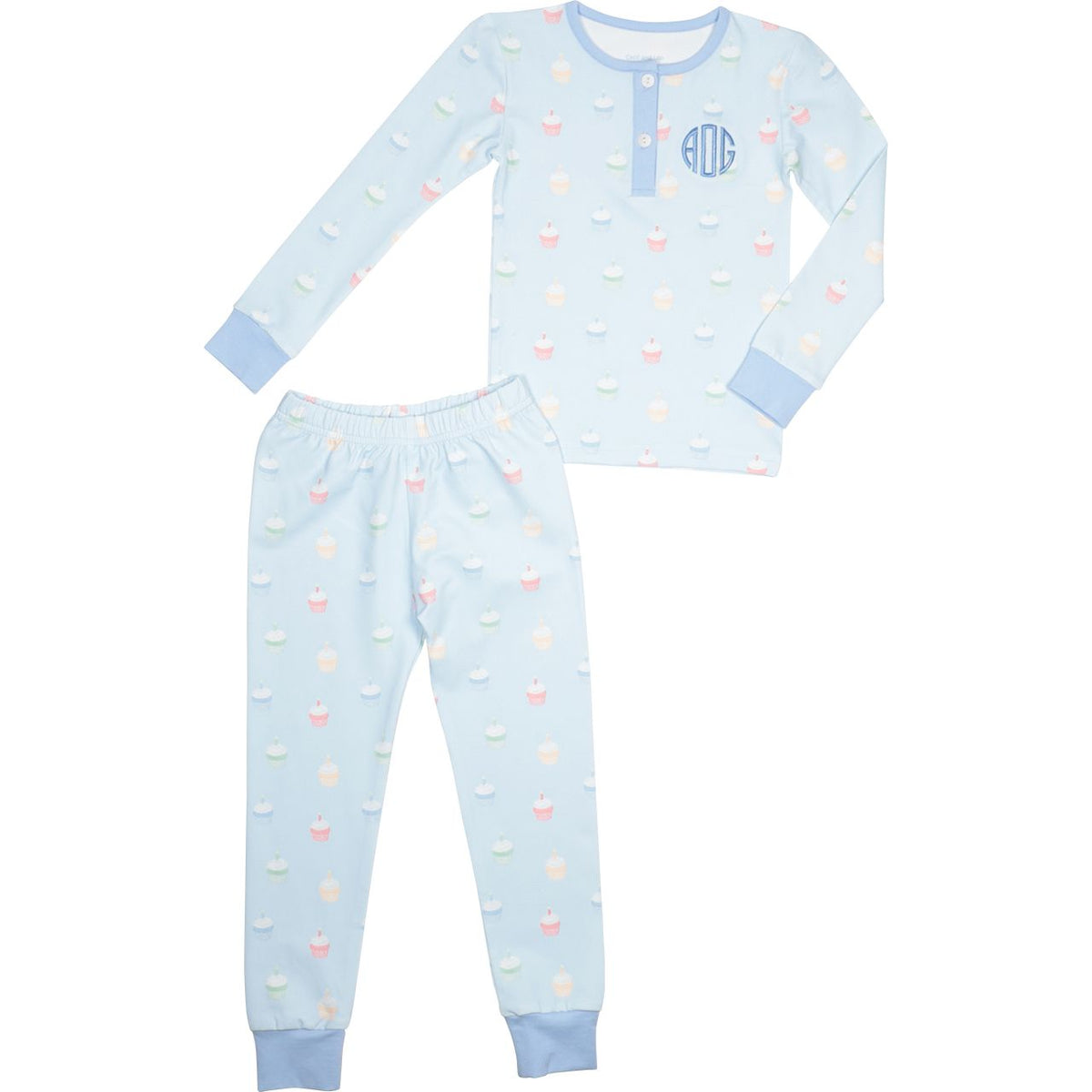 Blue Cupcake Print Knit Pajamas