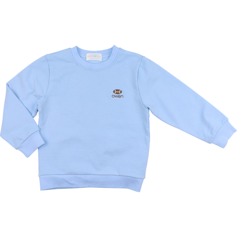 Blue Embroidered Football Sweatshirt
