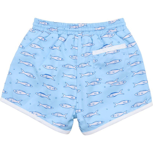 Blue Fish Swim Trunks