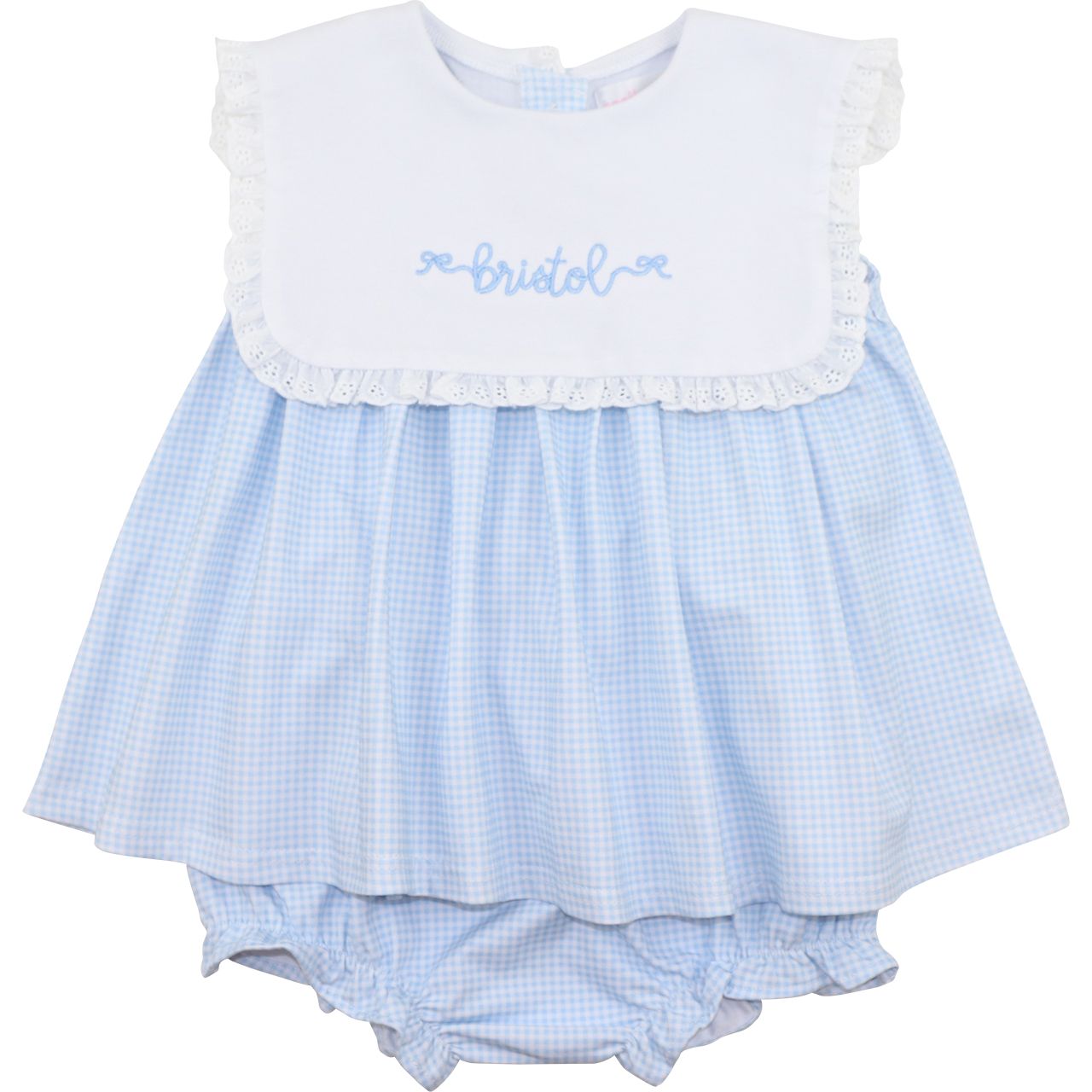 Blue Gingham Knit Diaper Set
