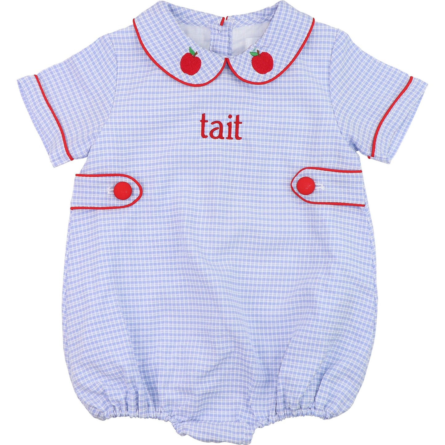 Blue Gingham Seersucker Apple Bubble