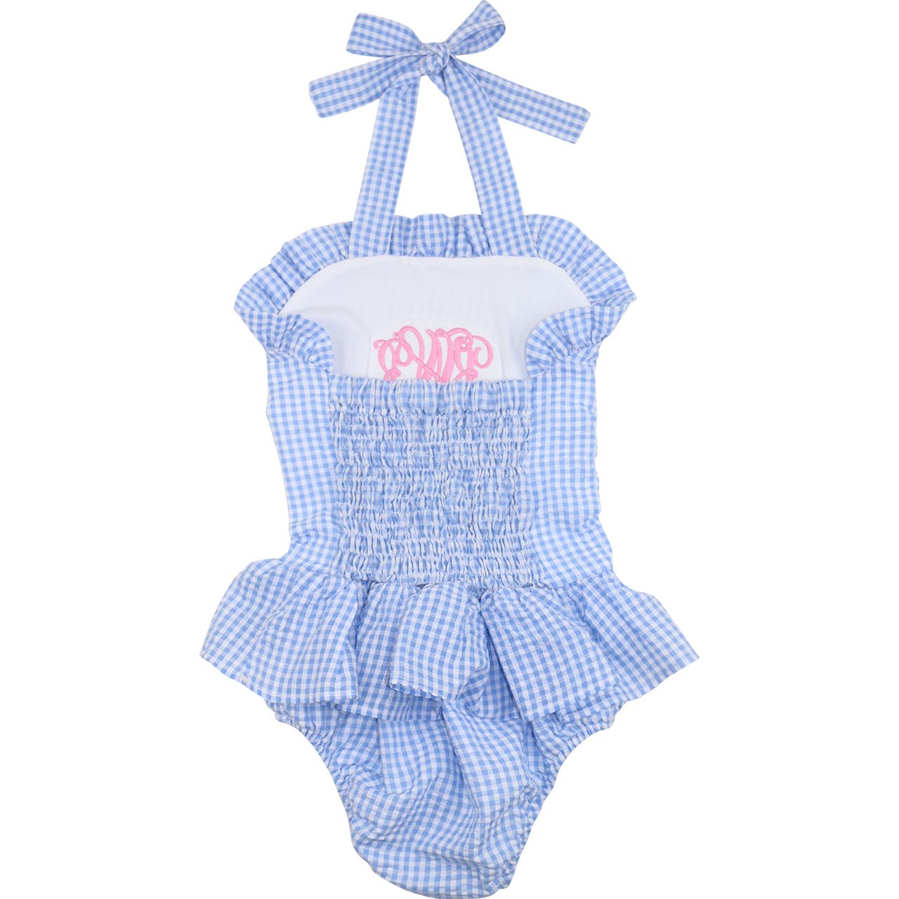 Blue Gingham Seersucker Swimsuit