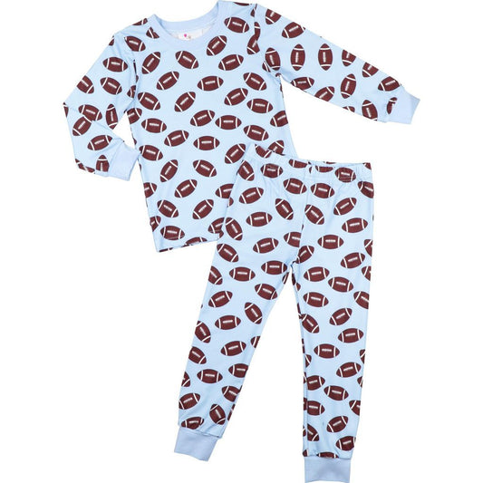 Blue Knit Football Print Pajamas