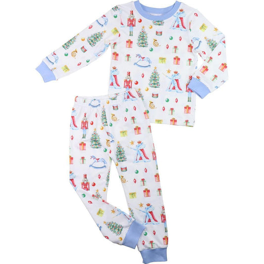 Blue Knit Holiday Nutcracker Pajamas