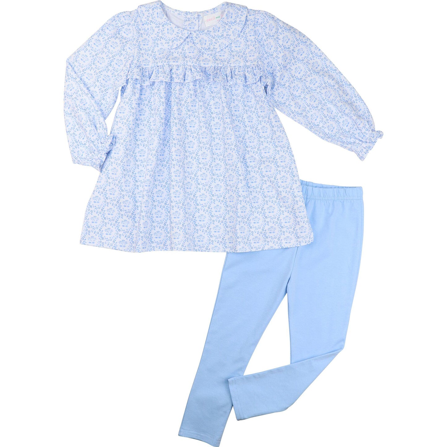 Blue Knit Petite Floral Legging Set