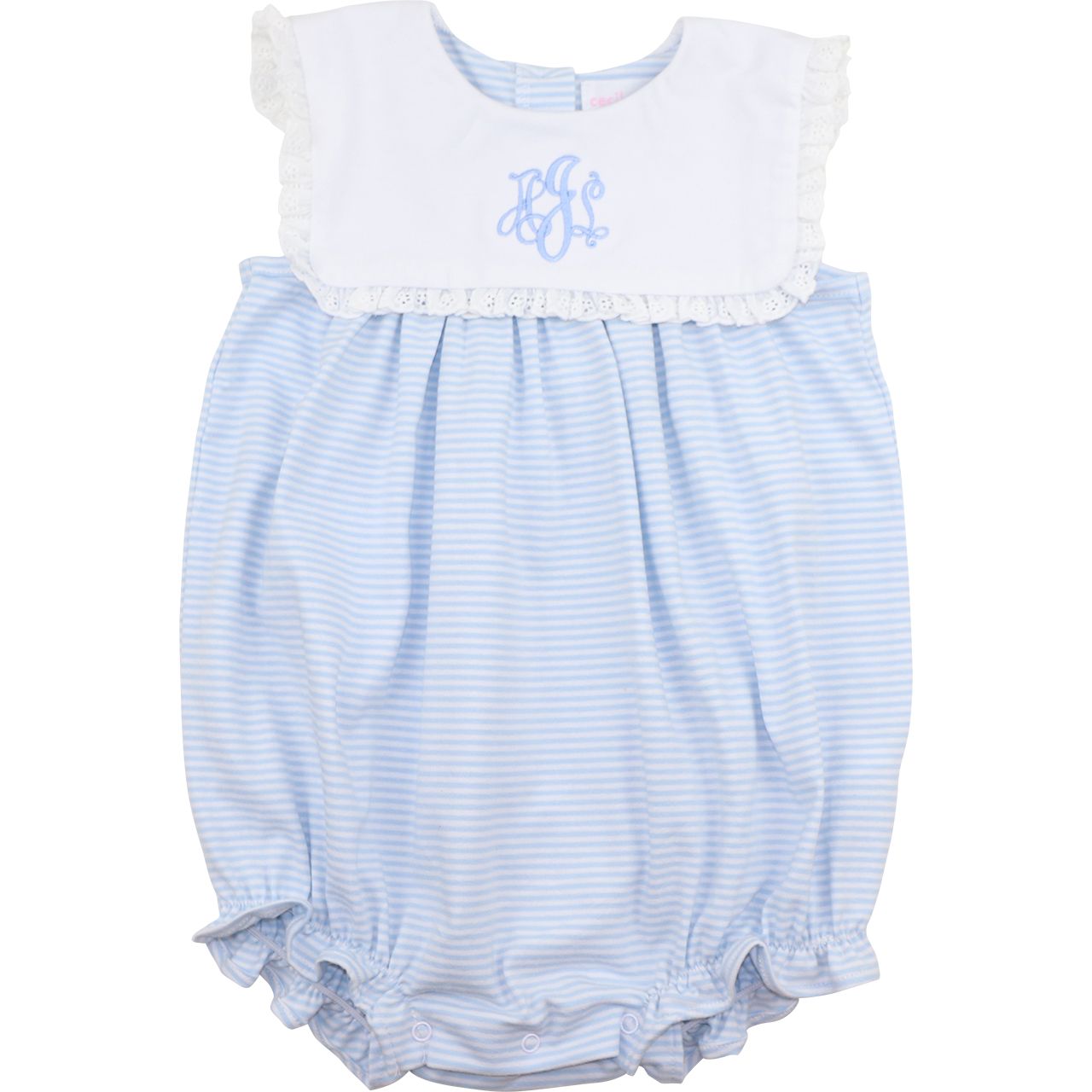 Blue Knit Stripe Eyelet Bubble