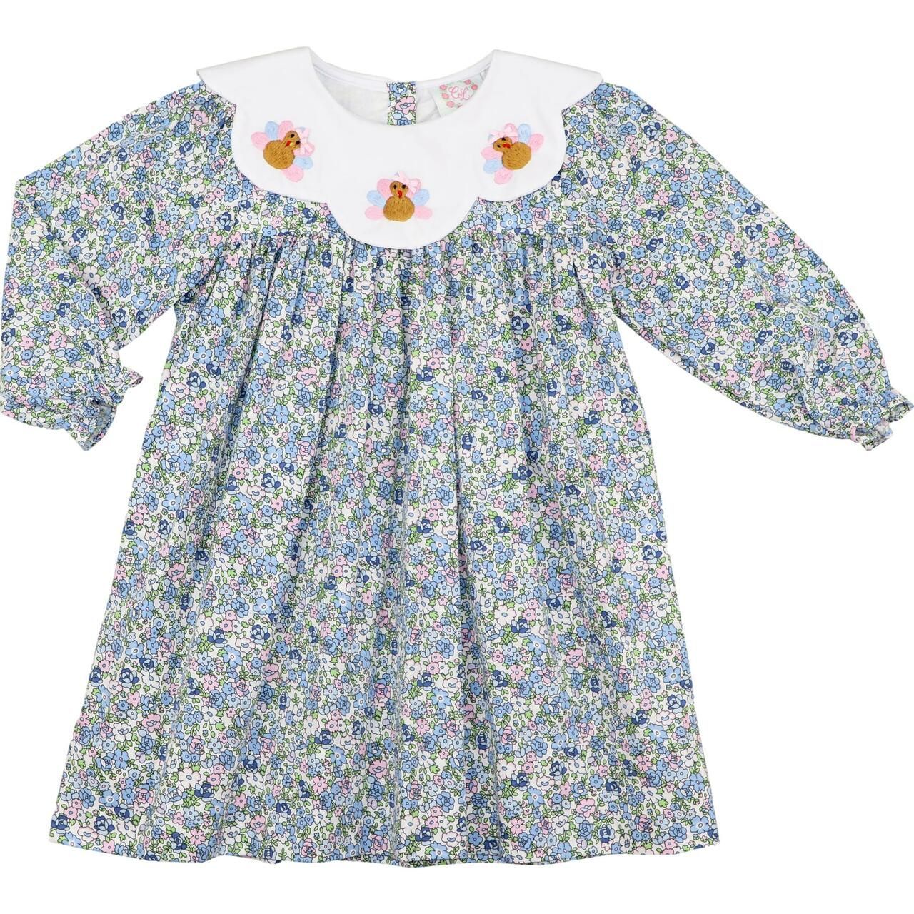 Blue Liberty Floral Embroidered Turkey Dress