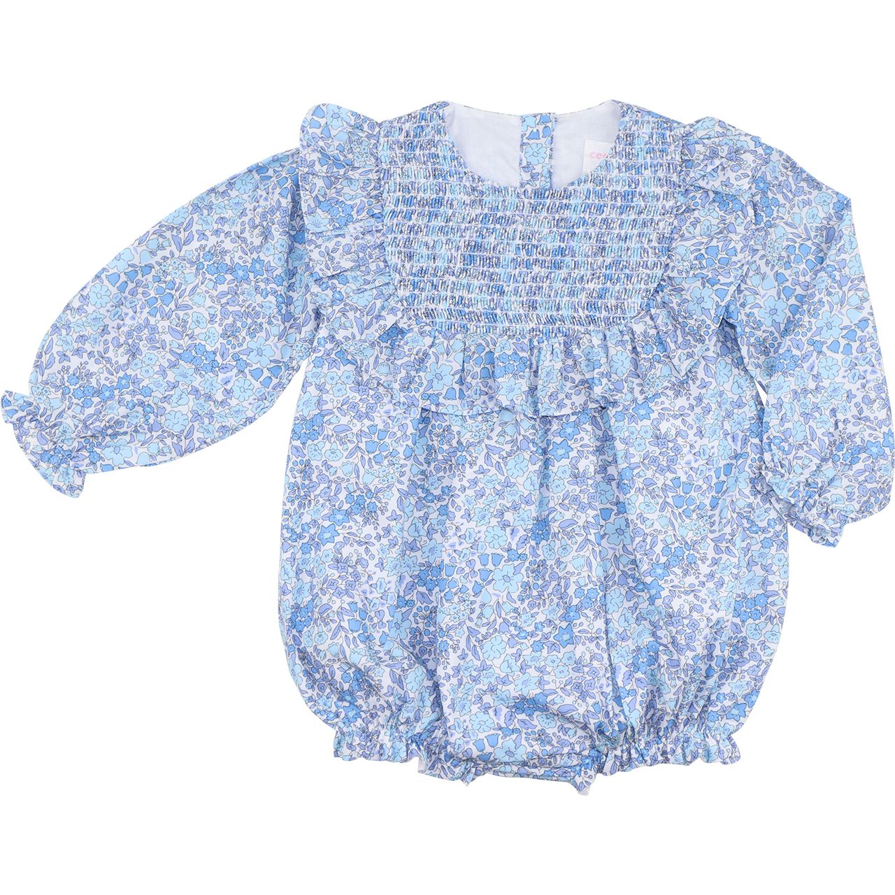 Blue Liberty Smocked Bubble