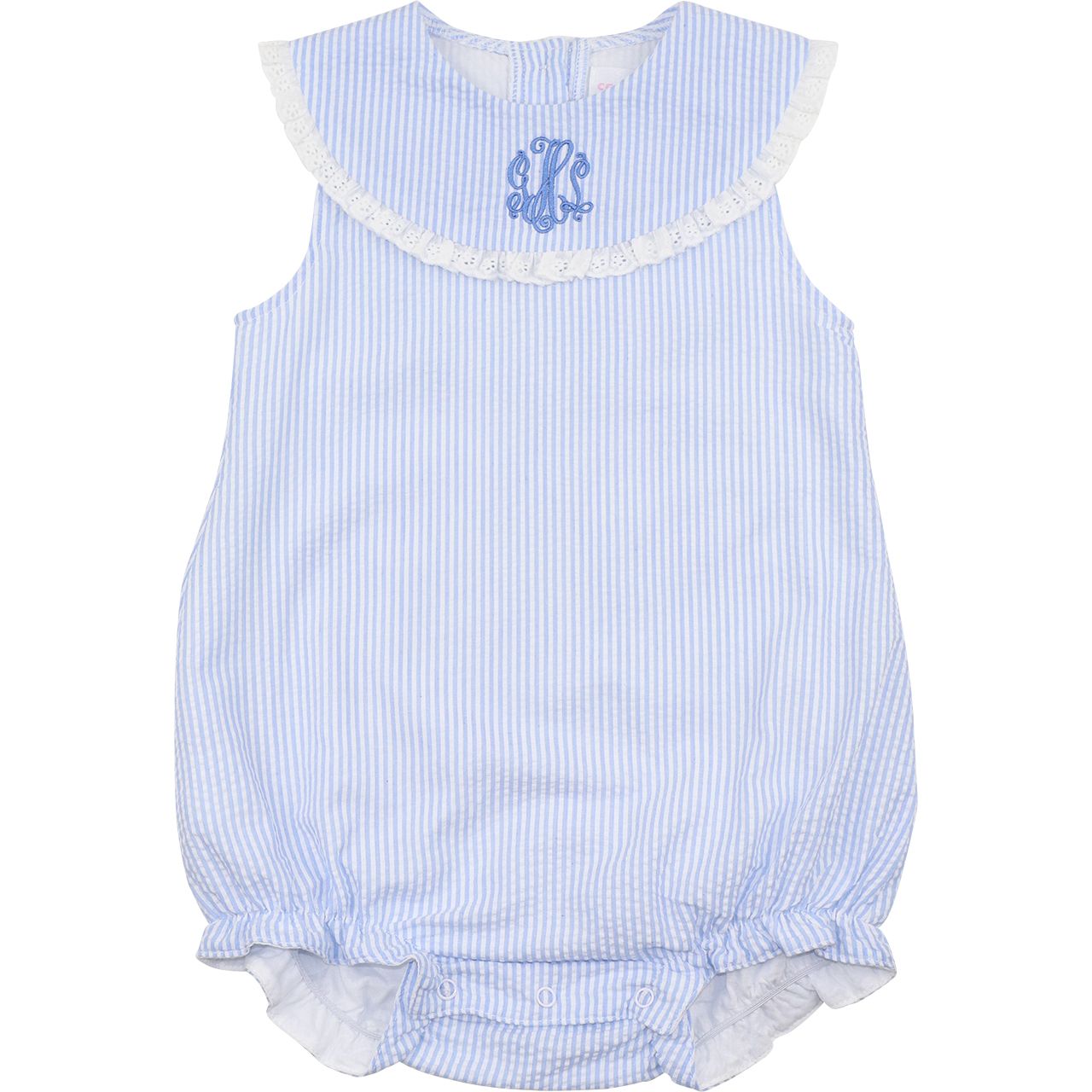 Blue Seersucker Eyelet Bubble