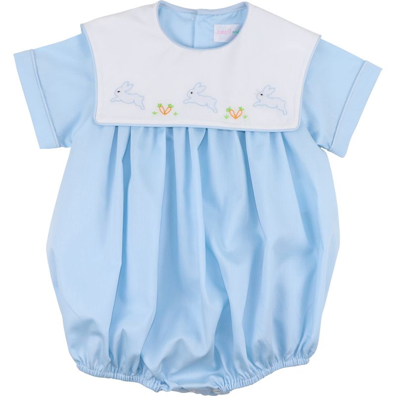 Blue Shadow Embroidered Bunnies Bubble