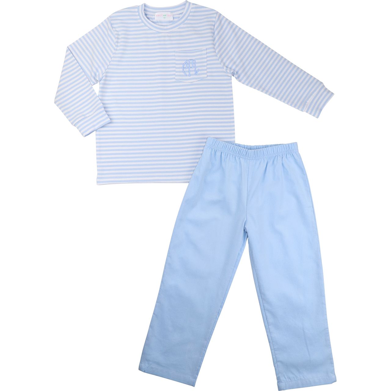 Blue Stripe Knit Pant Set