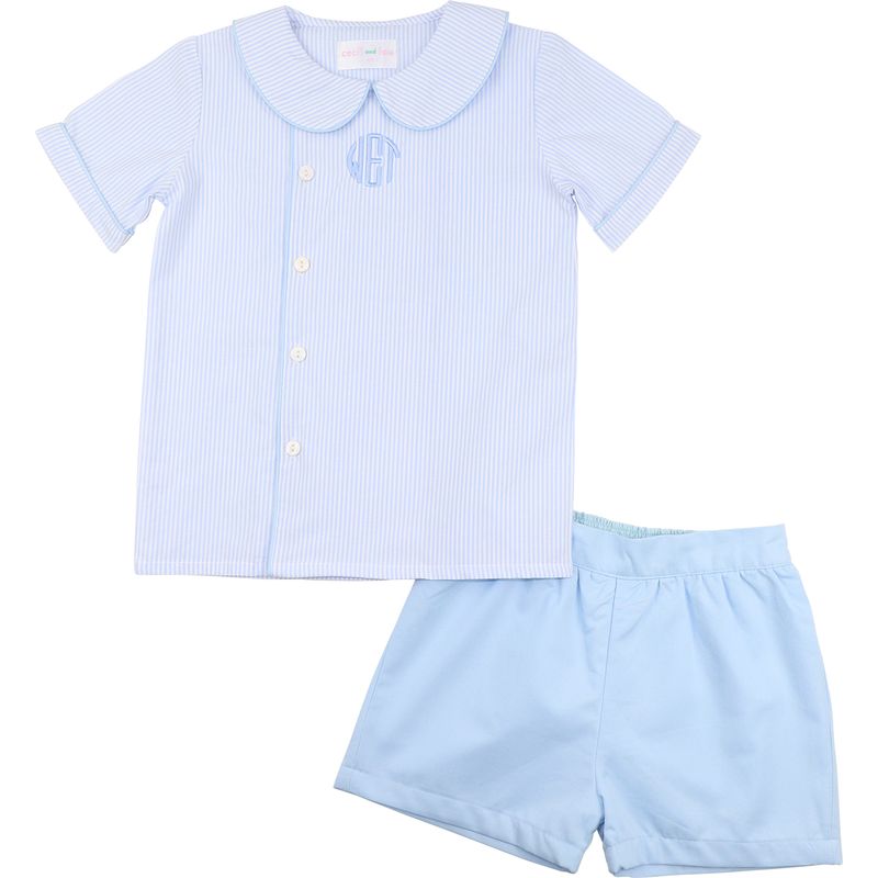 Blue Striped Short Set