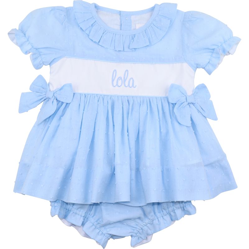 Blue Swiss Dot Diaper Set