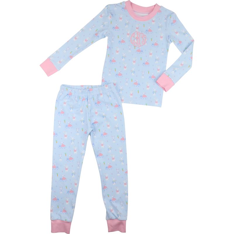 Blue Whimsical Bunny Knit Pajamas