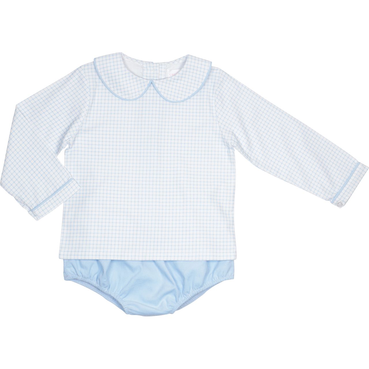 Blue Windowpane Knit Diaper Set