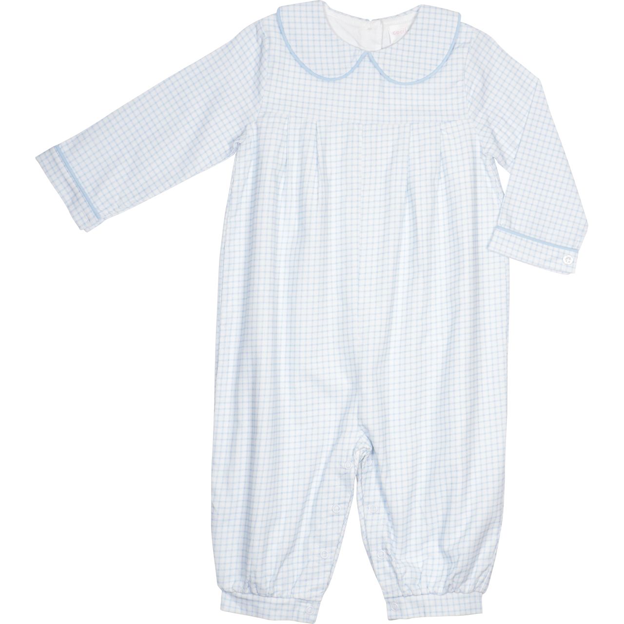 Blue Windowpane Knit Long Romper