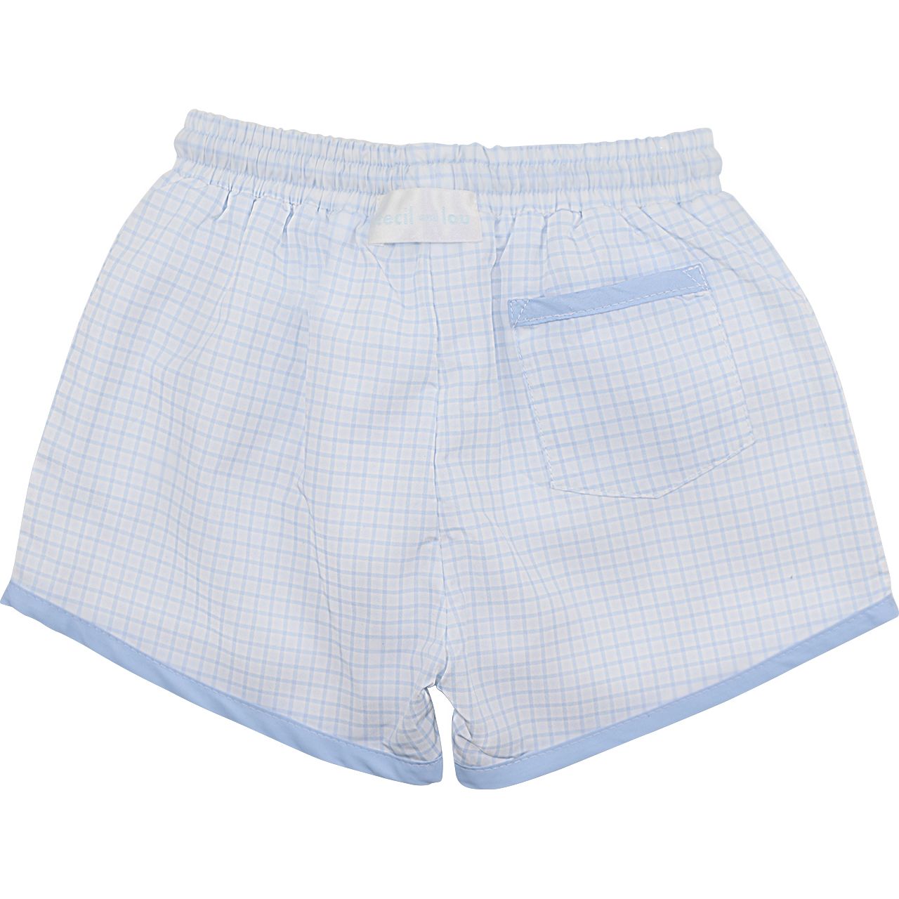 Blue Windowpane Swim Trunks
