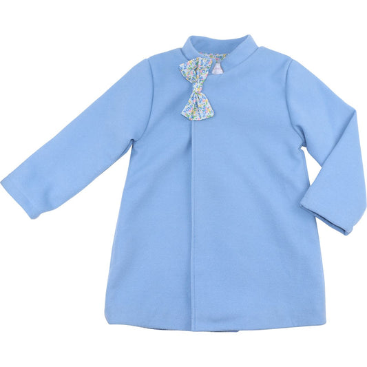 Blue Wool Floral Bow Coat