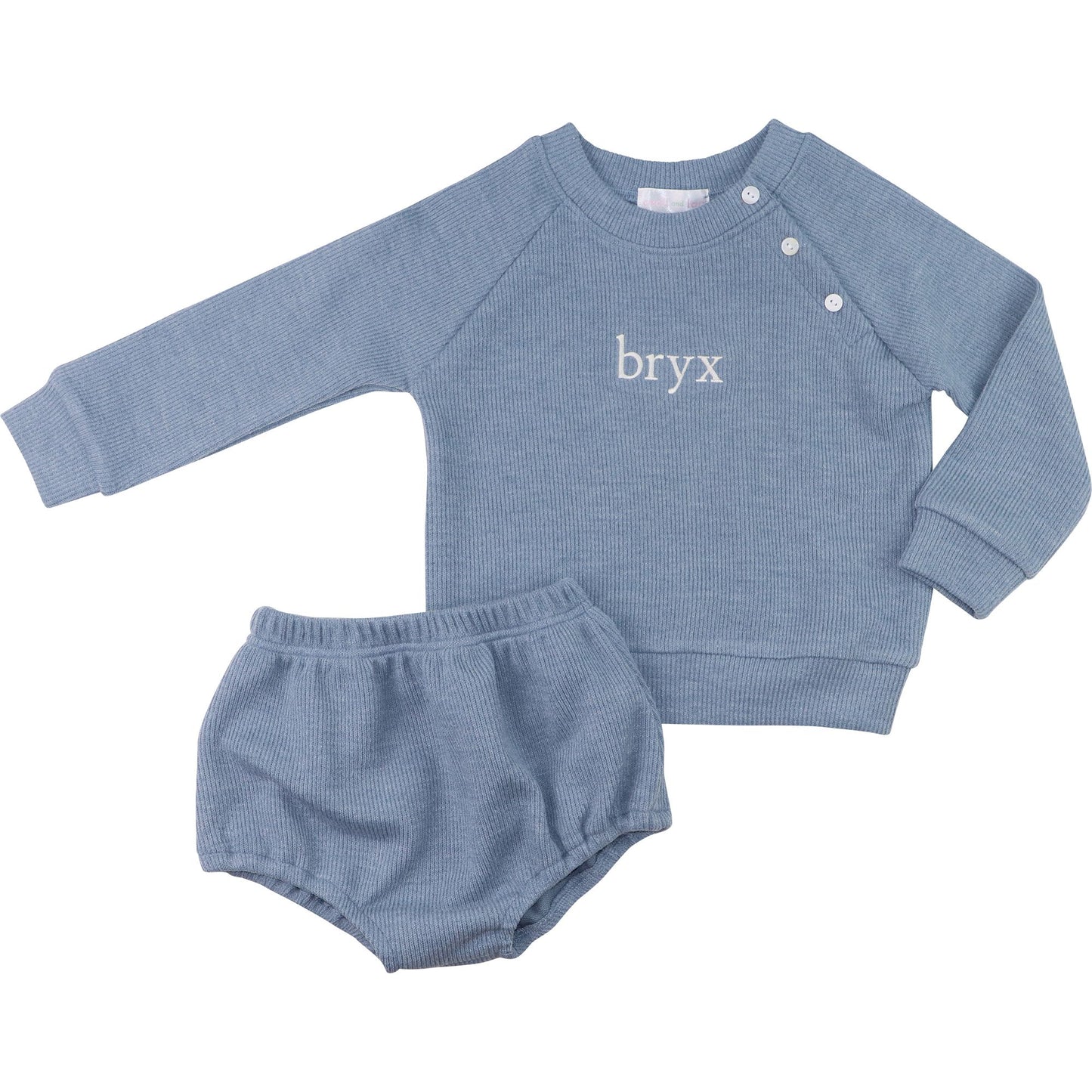 Blue Woven Sweater Button Diaper Set