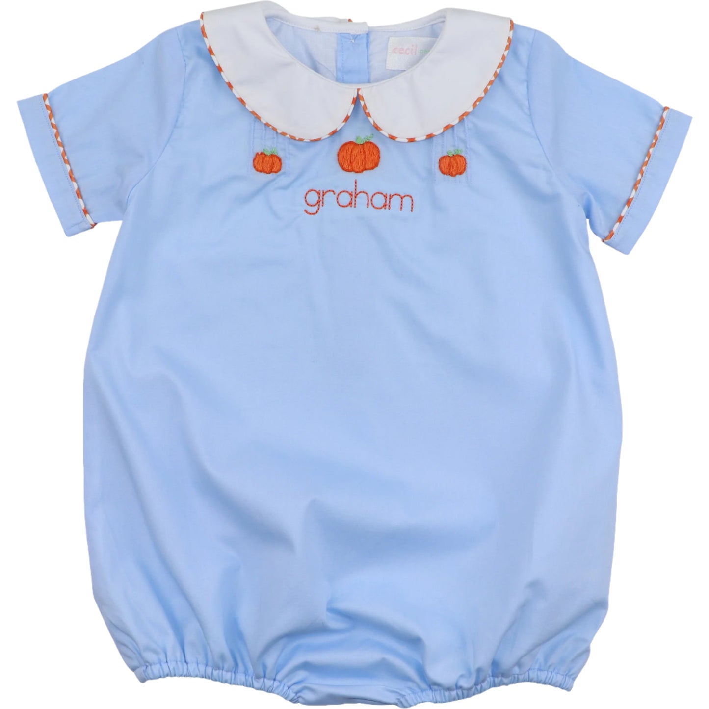 Blue and Orange Embroidered Pumpkin Bubble
