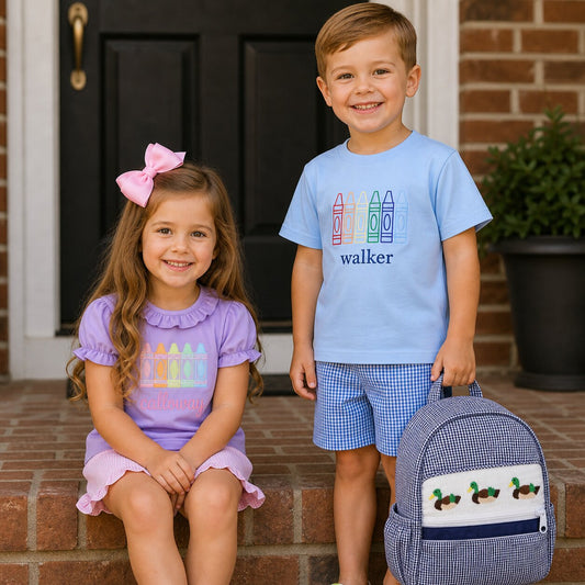 Boy and girl ready for school