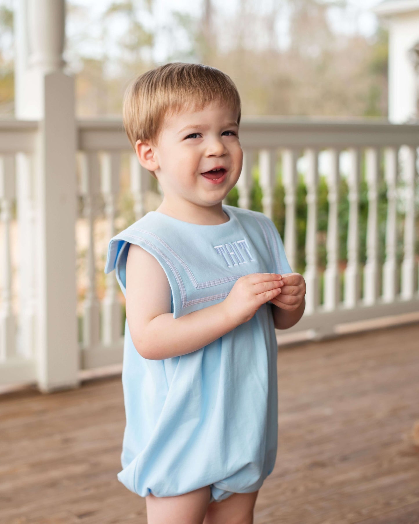 Blue Knit Square Collar Bubble