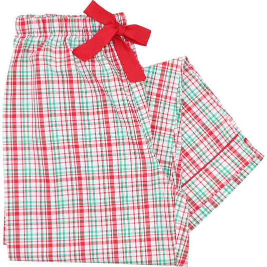 Men's Green And Red Plaid Knit Pajama Pants