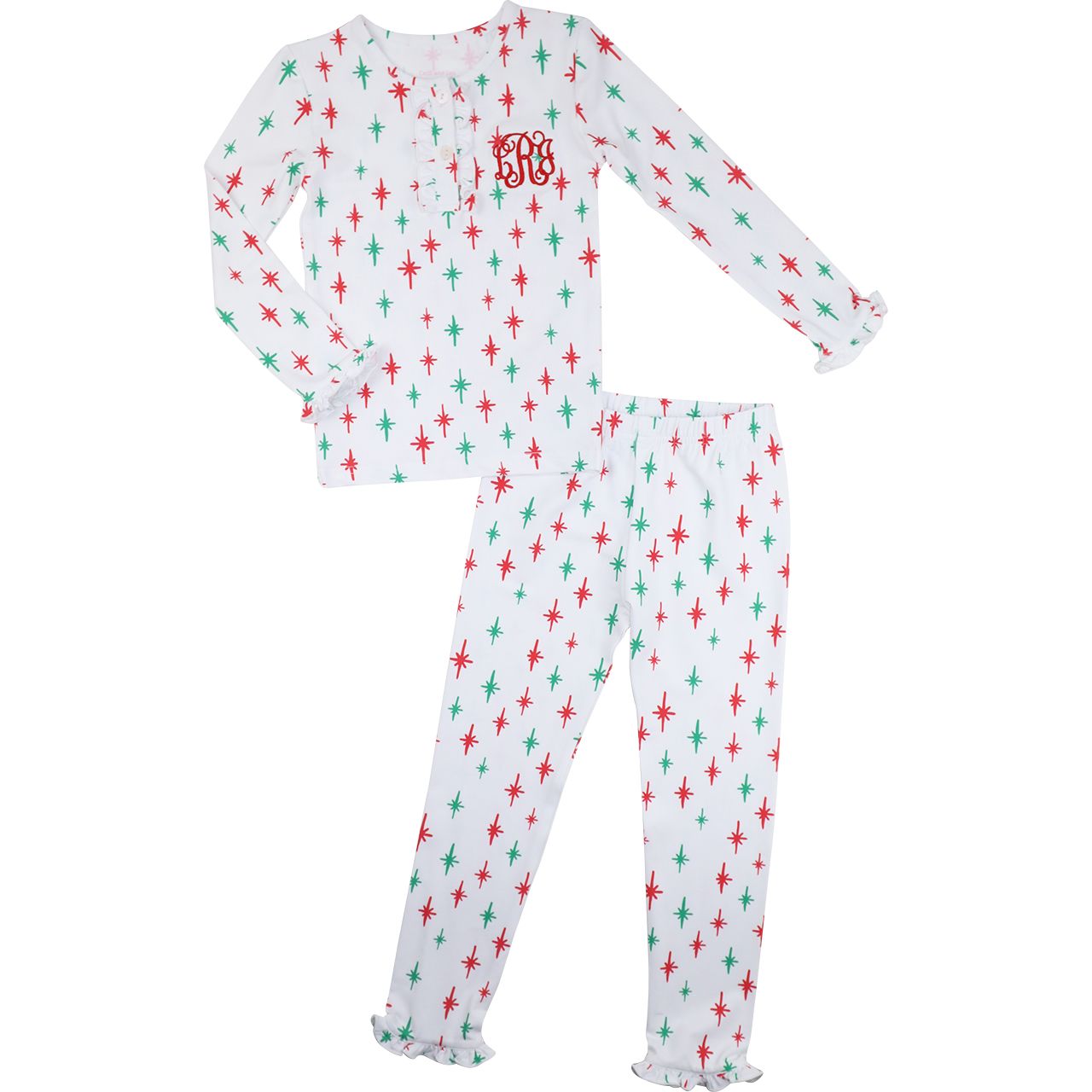 Christmas Stars Knit Ruffle Pajamas