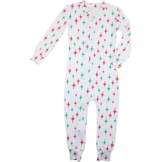Christmas Stars Knit Ruffle Zipper Pajamas