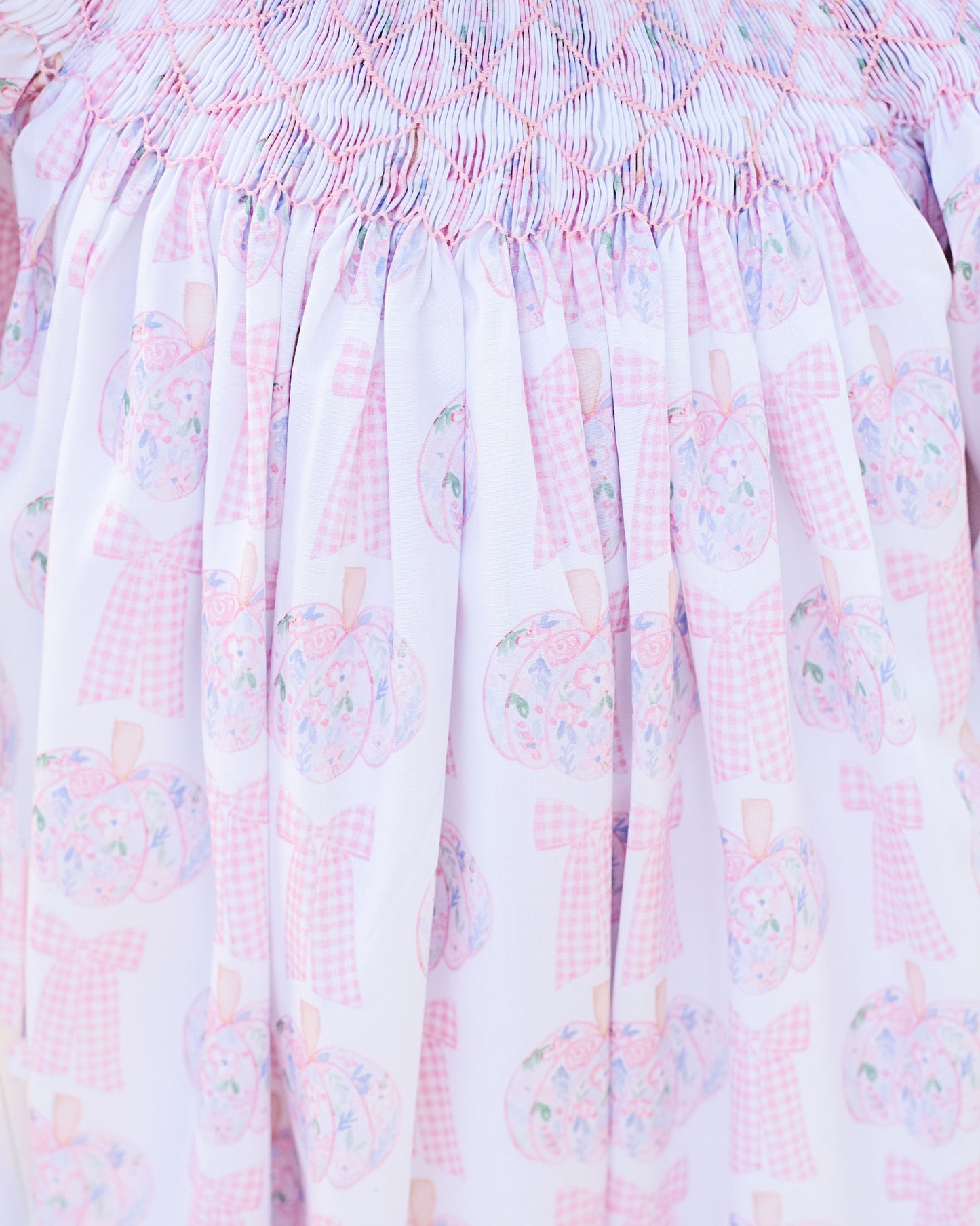 Close-up of a pink and white patterned fabric