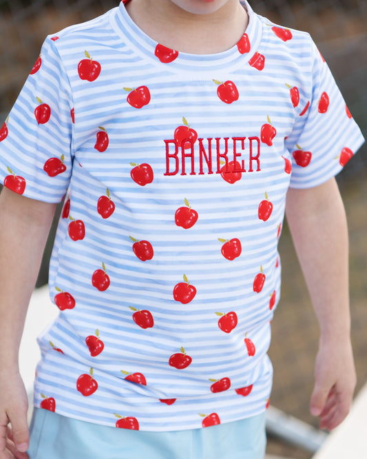 Blue And Red Apple Short Set