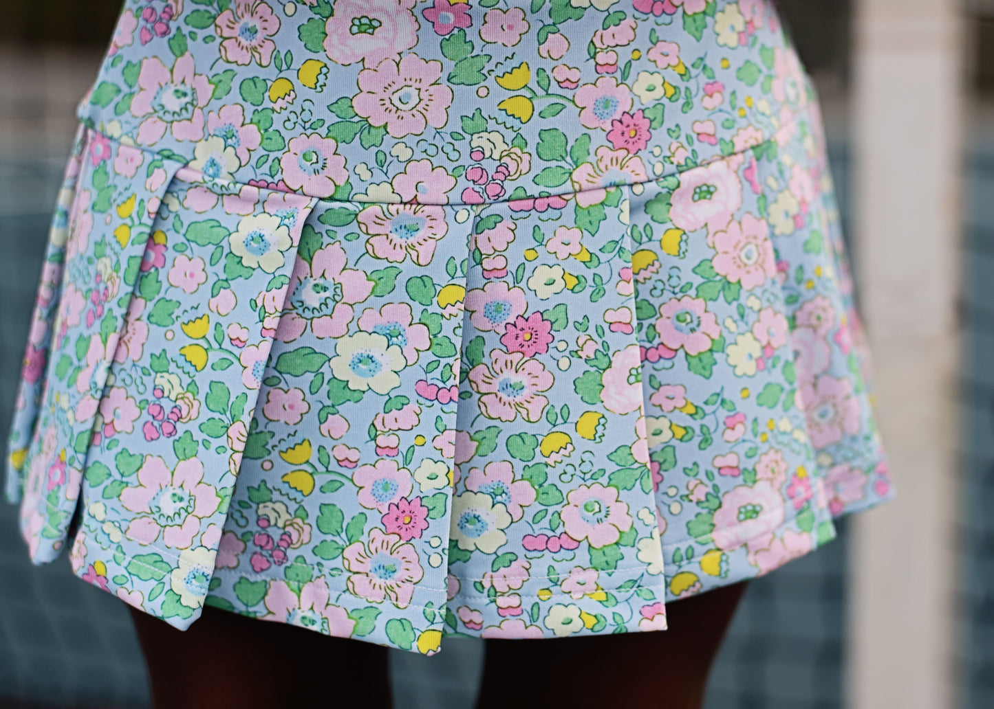Colorful Floral Lycra Tennis Skirt