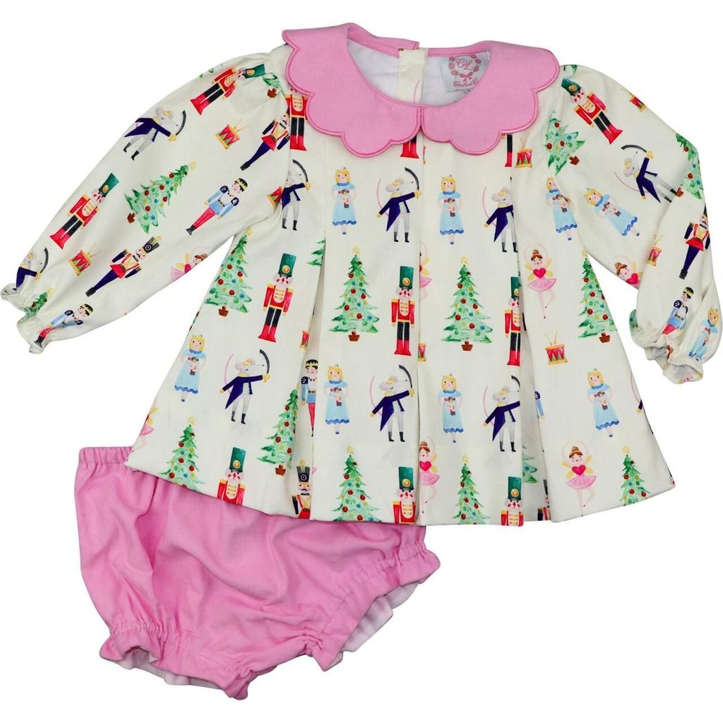 Corduroy Nutcracker Ballet Pleated Diaper Set