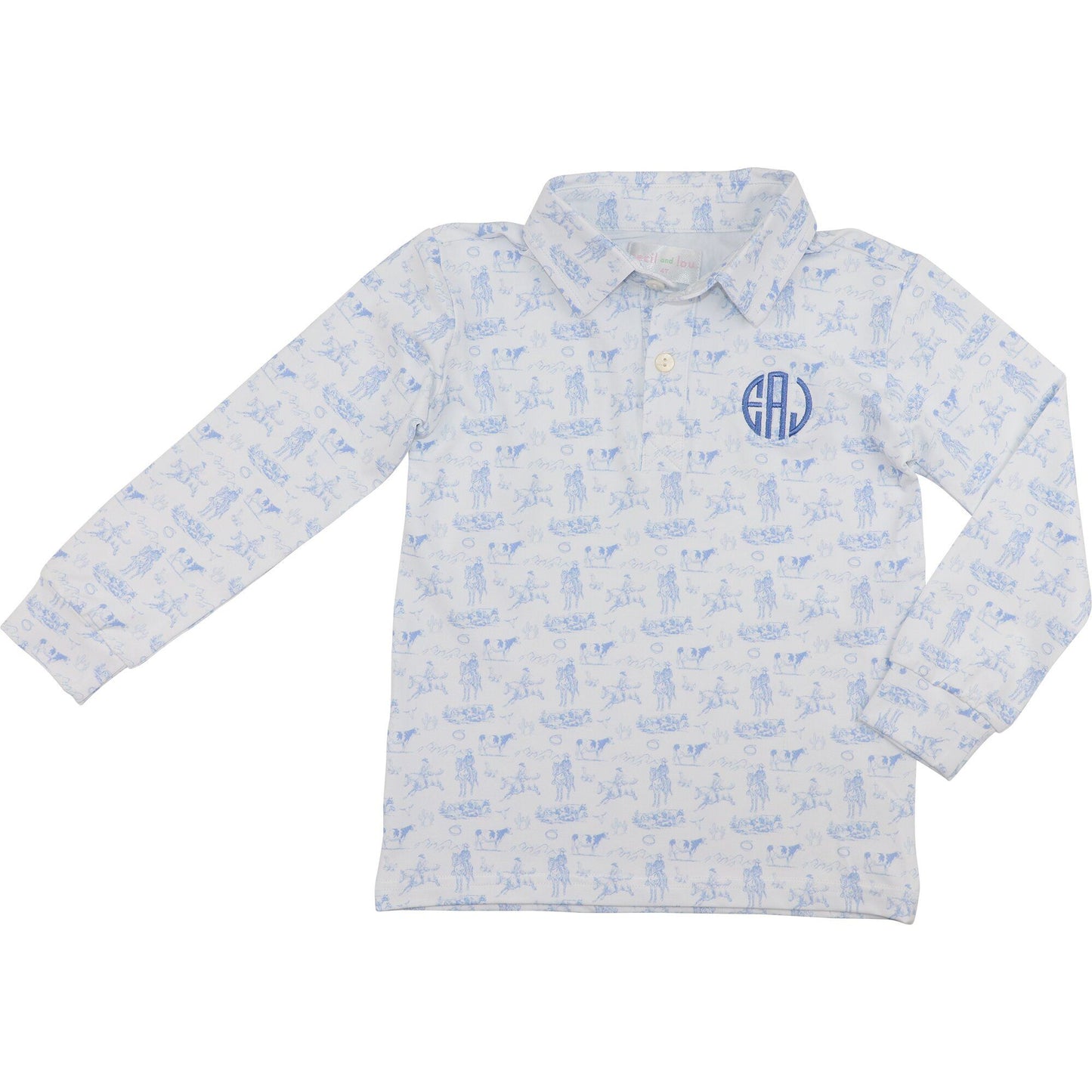 Cowboy Print Knit Polo Shirt