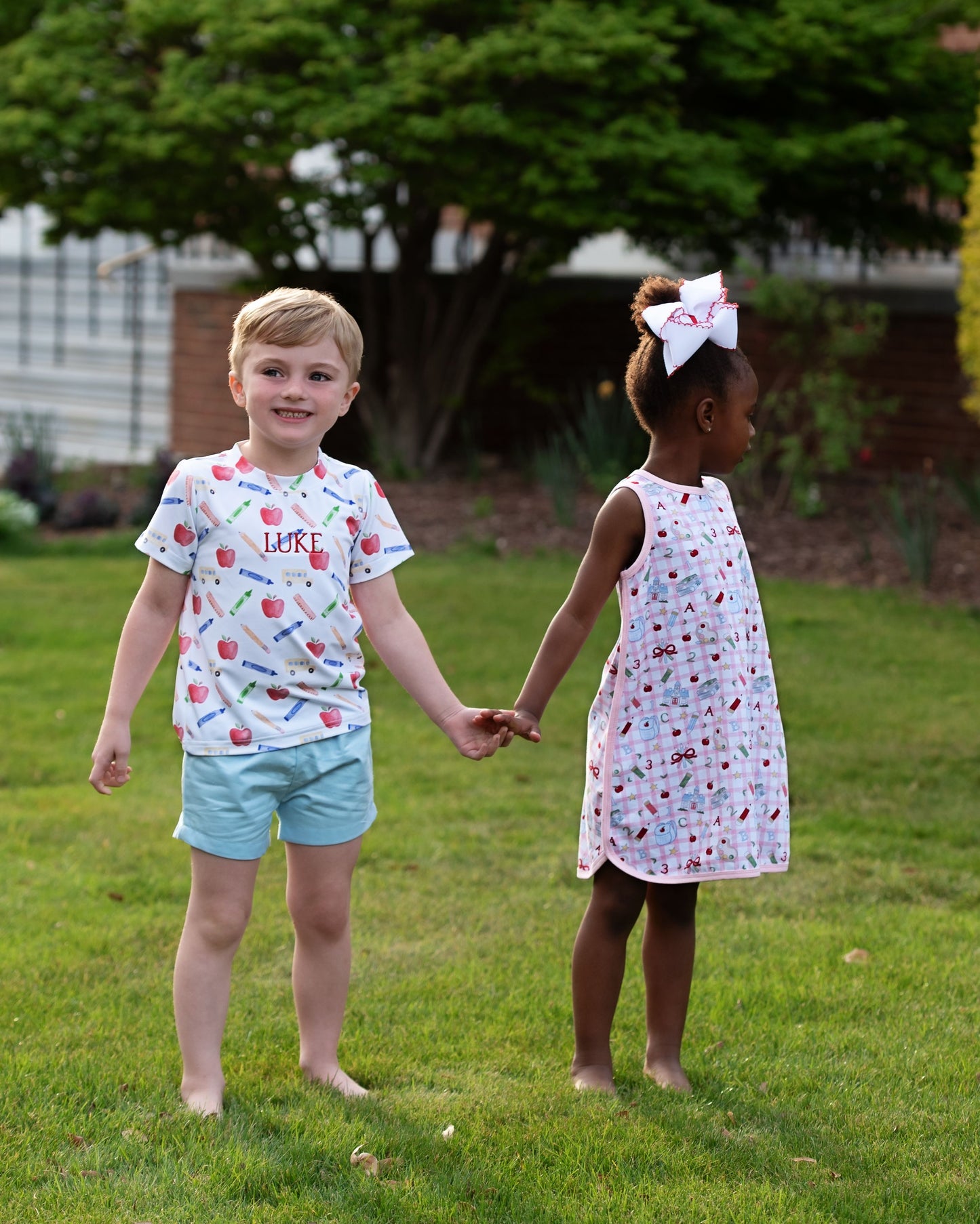 Blue Back To School Short Set