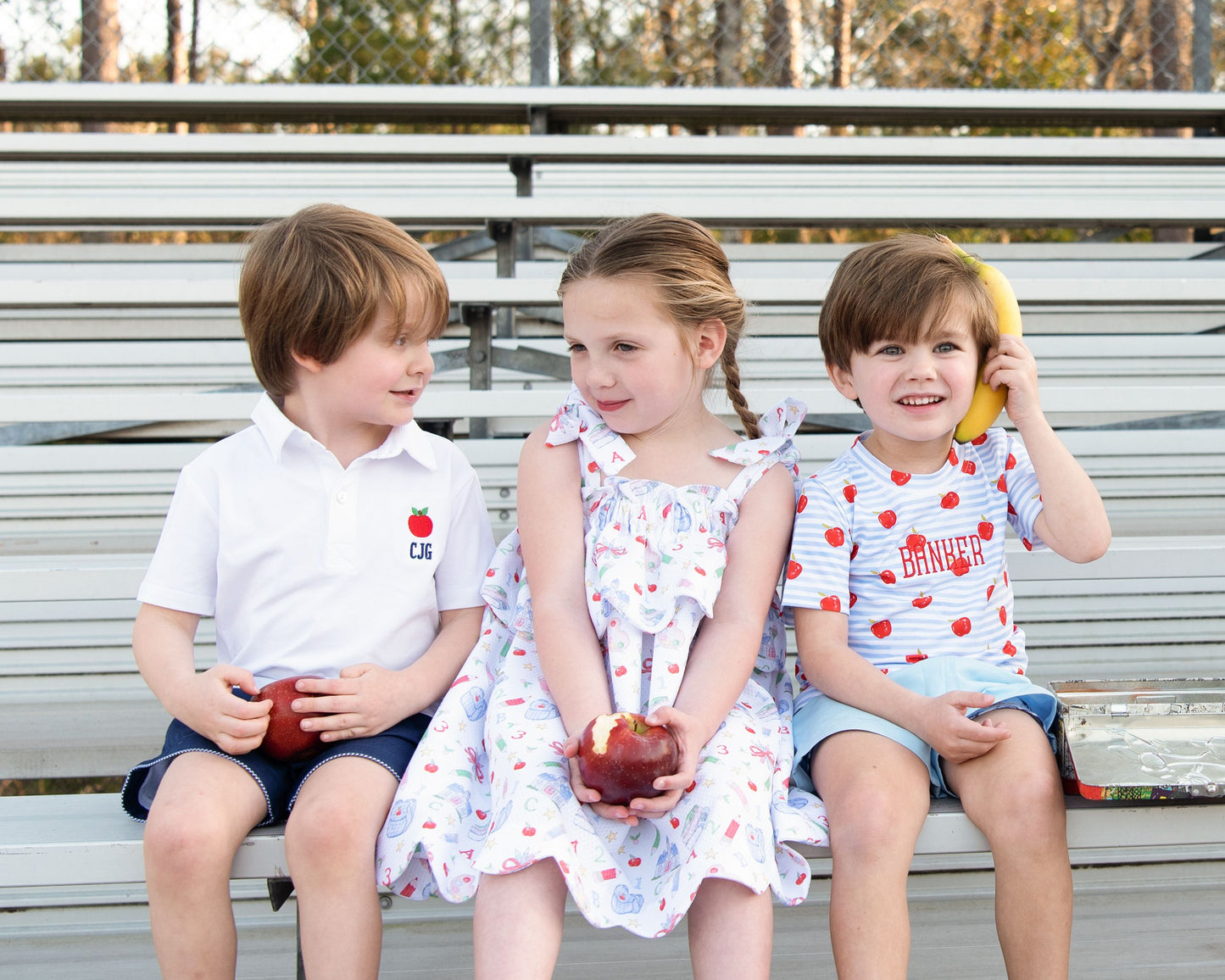 Blue And Red Apple Short Set