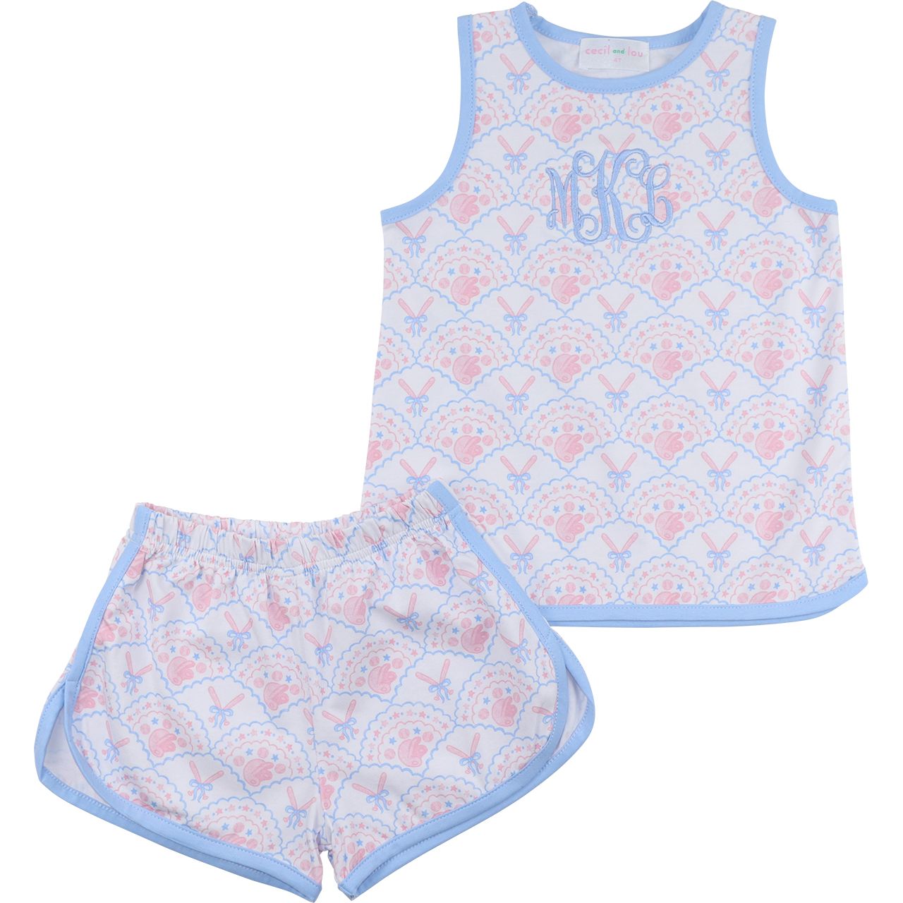 Pink And Blue Knit Baseball Play Set