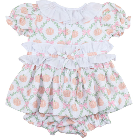 Diaper set with pumpkin and floral pattern on a white background