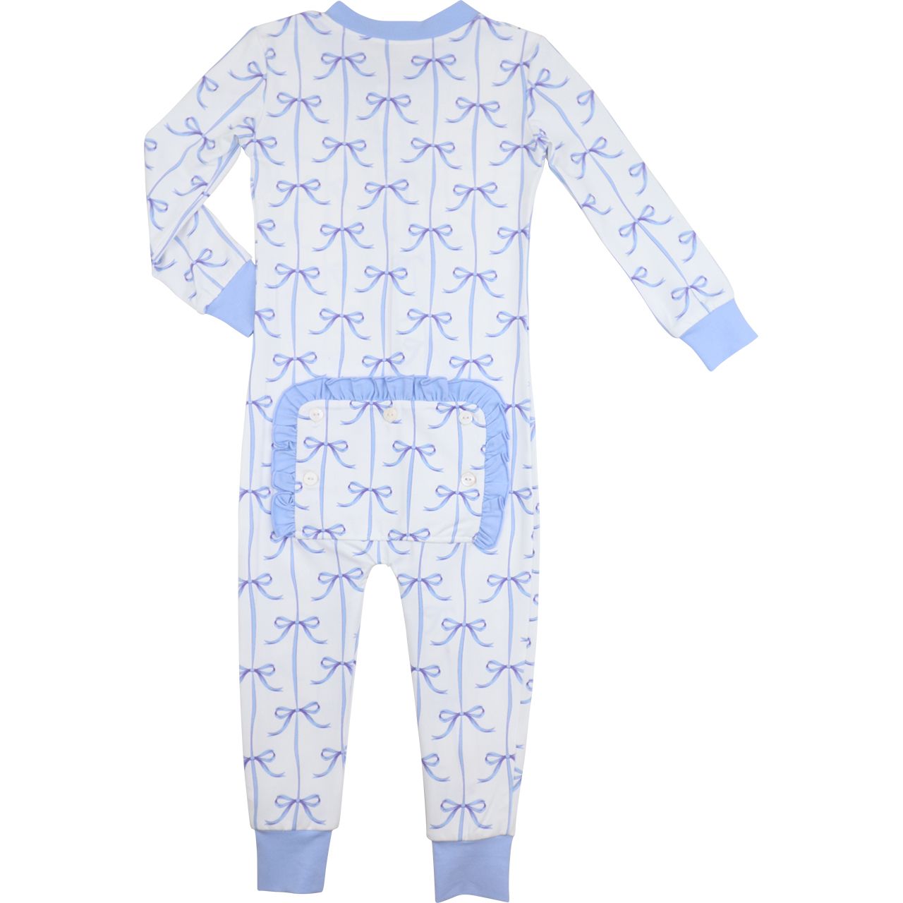 Blue Bow Knit Zipper Pajamas