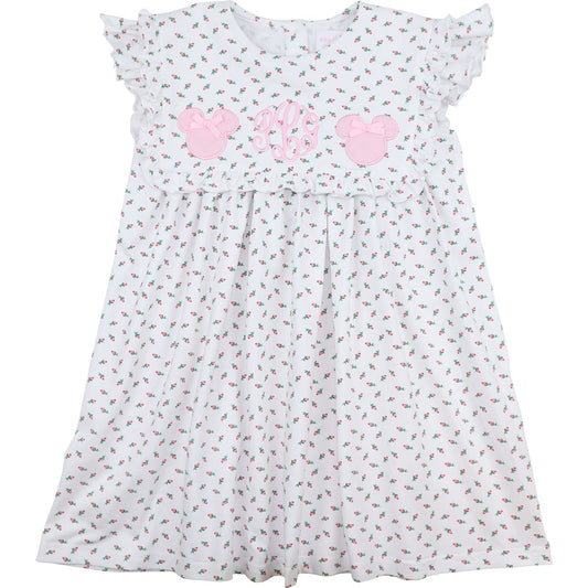 Pink Knit Rose Bud Mouse Ears Dress