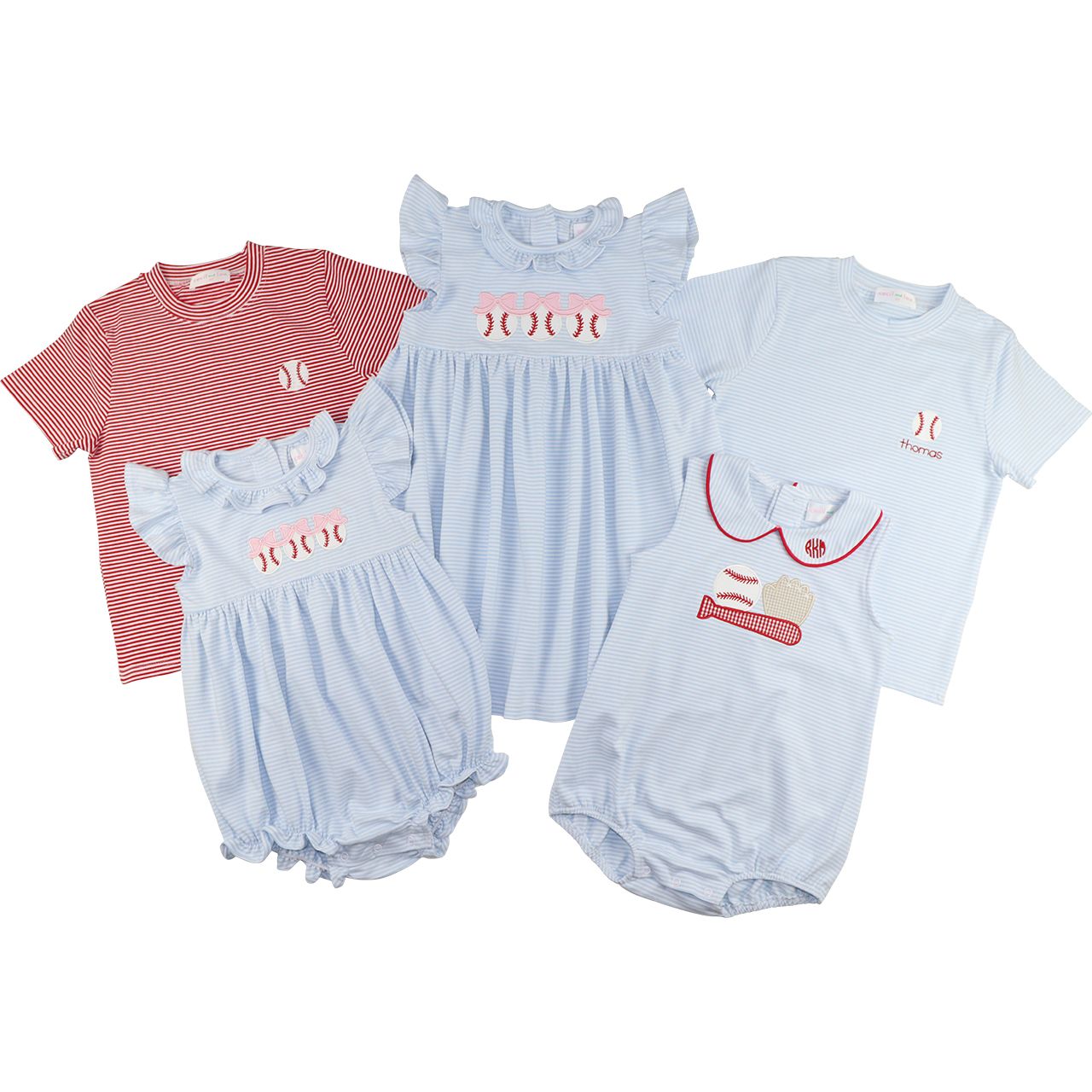 Red Stripe Knit Embroidered Baseball Shirt