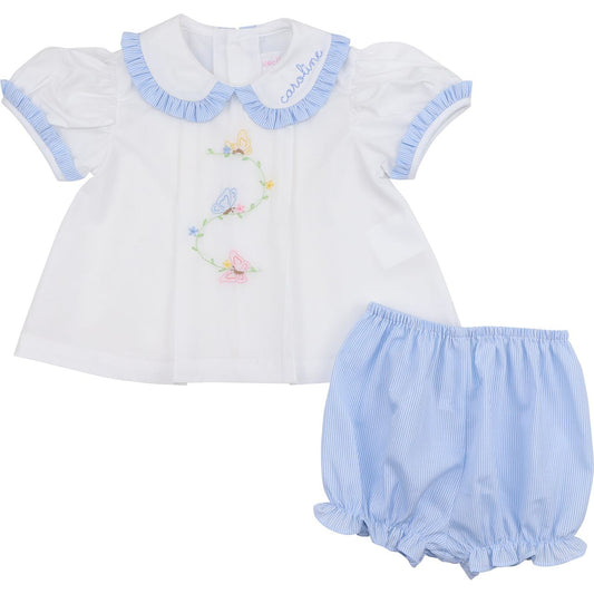 Embroidered Butterflies Diaper Set