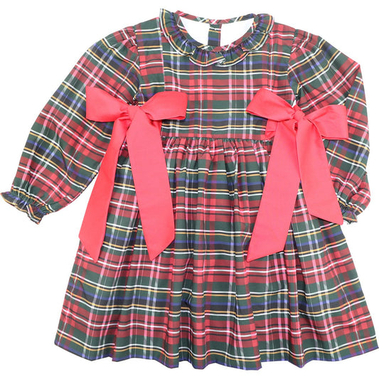 Green And Red Plaid Bow Dress