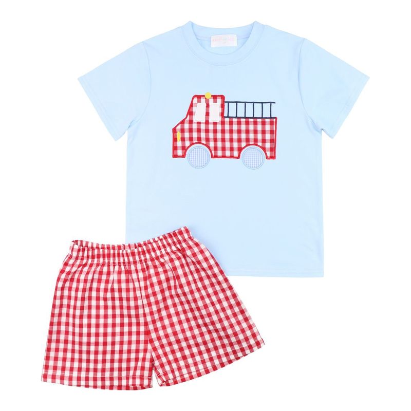 Firetruck Applique Short Set
