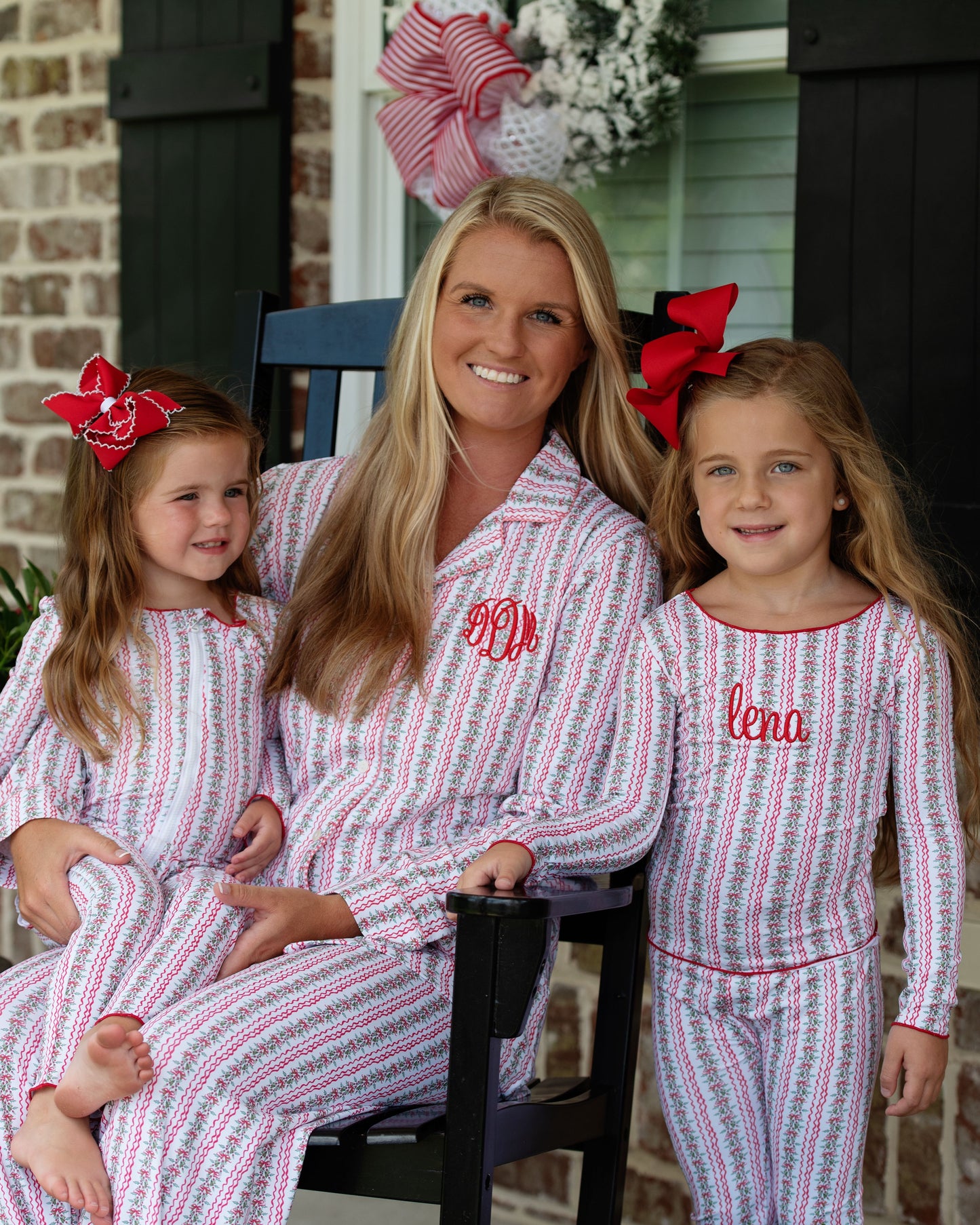 Red And Green Knit Holiday Garland Zipper Pajamas