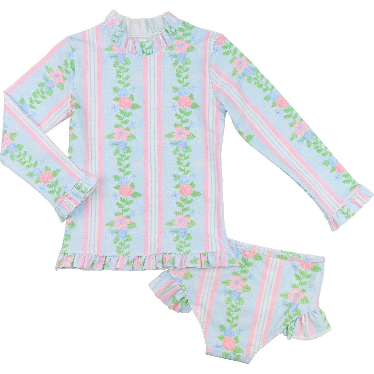 Floral Vine Rashguard Swim Set