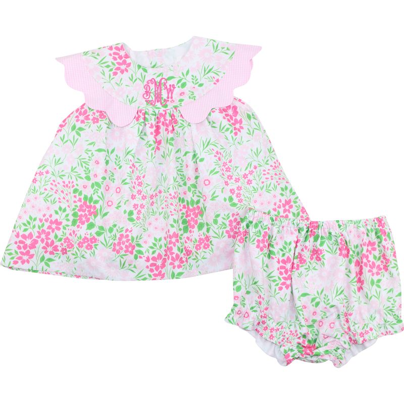 Flower Scalloped Collar Diaper Set