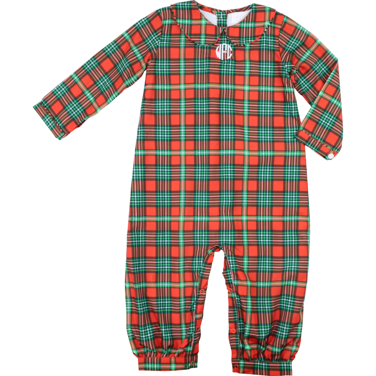 Green And Red Plaid Long Romper