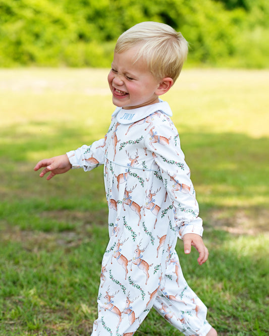 Reindeer And Garland Knit Long Romper